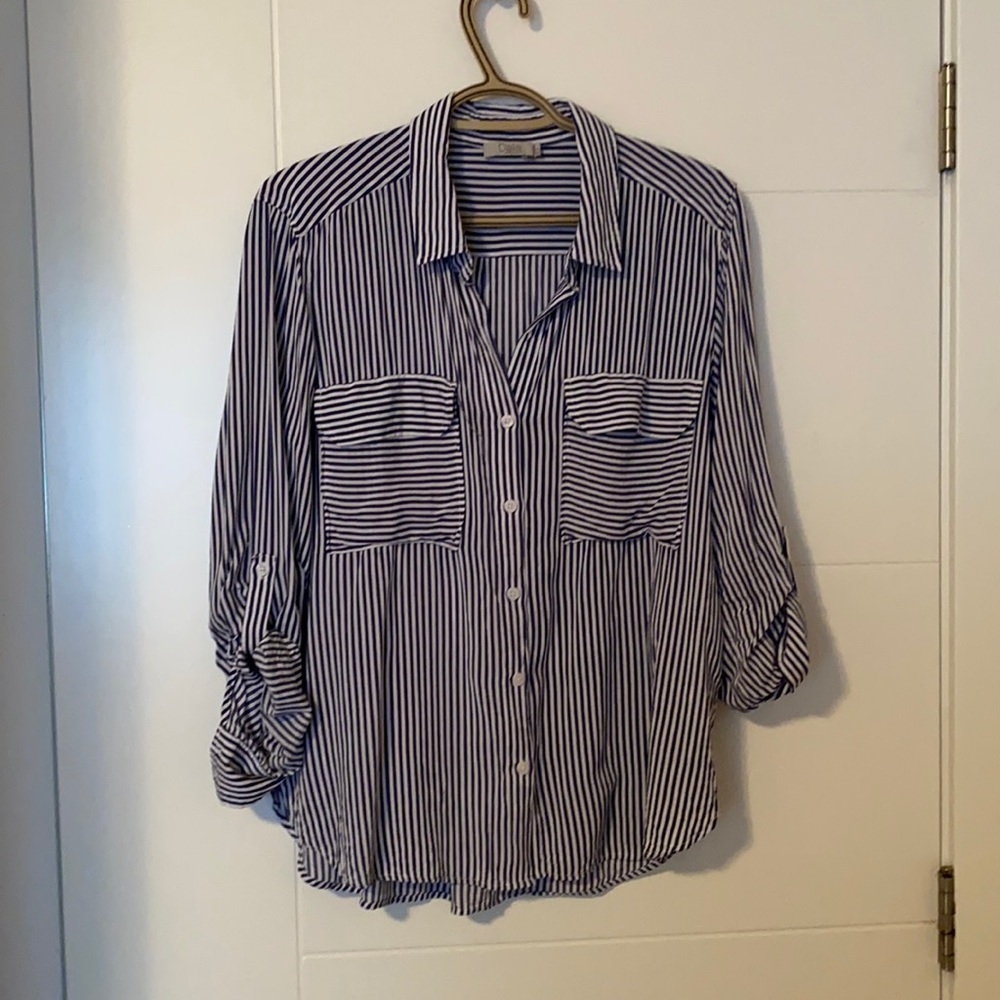 Blue & White Striped Blouse